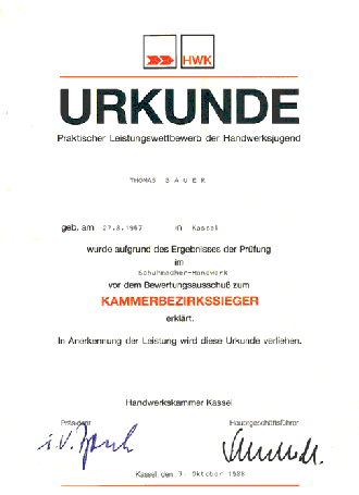 Urkunde von Thomas Bauer